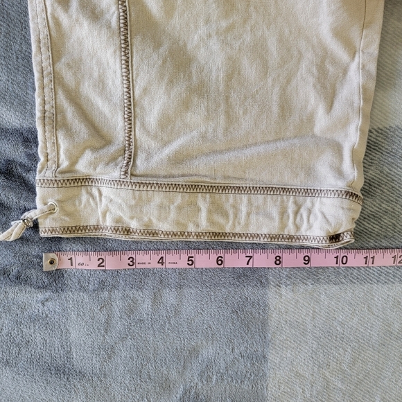 Lane Bryant Linen Cotton Blend Crop Pants Contrast Stitch Tan Pockets Size 14 - Picture 12 of 12